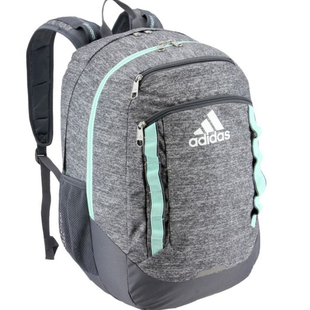 Adidas Excel V Heather Grey Mint Green School Gym Backpack Unisex - Picture 1 of 14